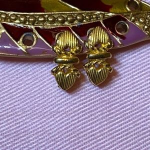 Vintages 14k Double Heart yellow gold Earrings